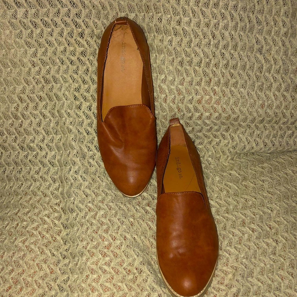 Brown slide on shoes